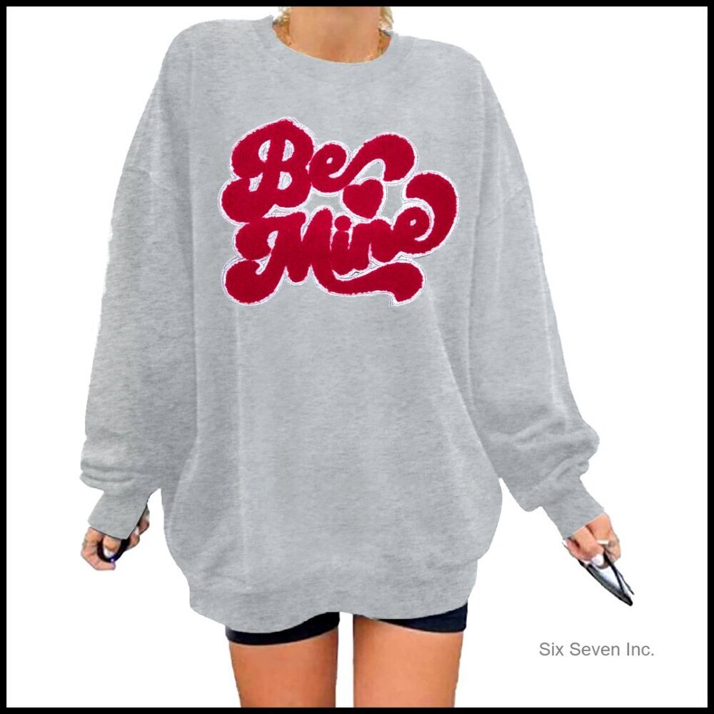 Oversized Glitter Patch Sweatshirt Women's Valentine Holiday Love Heart Top